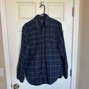 J.CREW Cotton Window-Pane Plaid Flannel Shirt NAVY Men's M